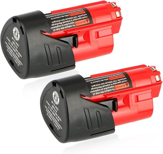 Waitley 12V 3.0Ah Lithium-Ion Replacement Battery (2-Pack) for Milwaukee M12 Tools