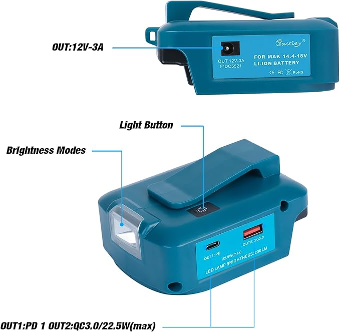 Waitley ADP05 Power Source Charger for 14.4V-18V LXT Lithium-Ion Batteries