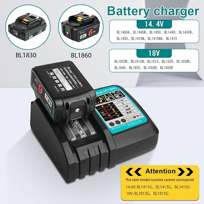 Waitley DC18RC Fast Charger for 14.4V-18V Li-ion Batteries