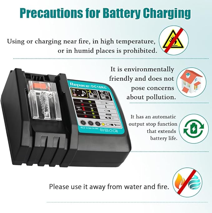 Waitley DC18RC Fast Charger for 14.4V-18V Li-ion Batteries