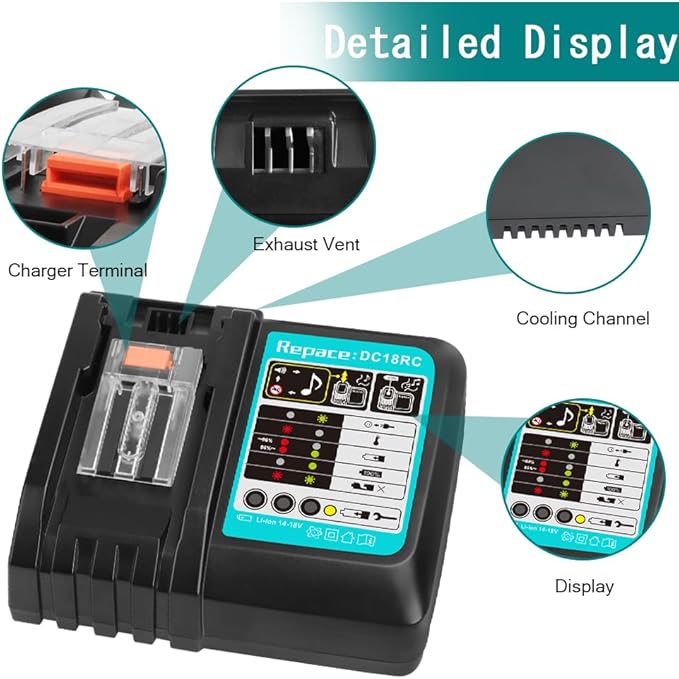 Waitley DC18RC Fast Charger for 14.4V-18V Li-ion Batteries